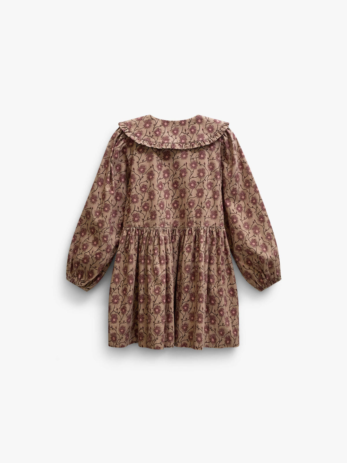 Gebloemde katoenen jurk met rucheskraag Kids - Rose/Bordeaux | 101425 Nova
