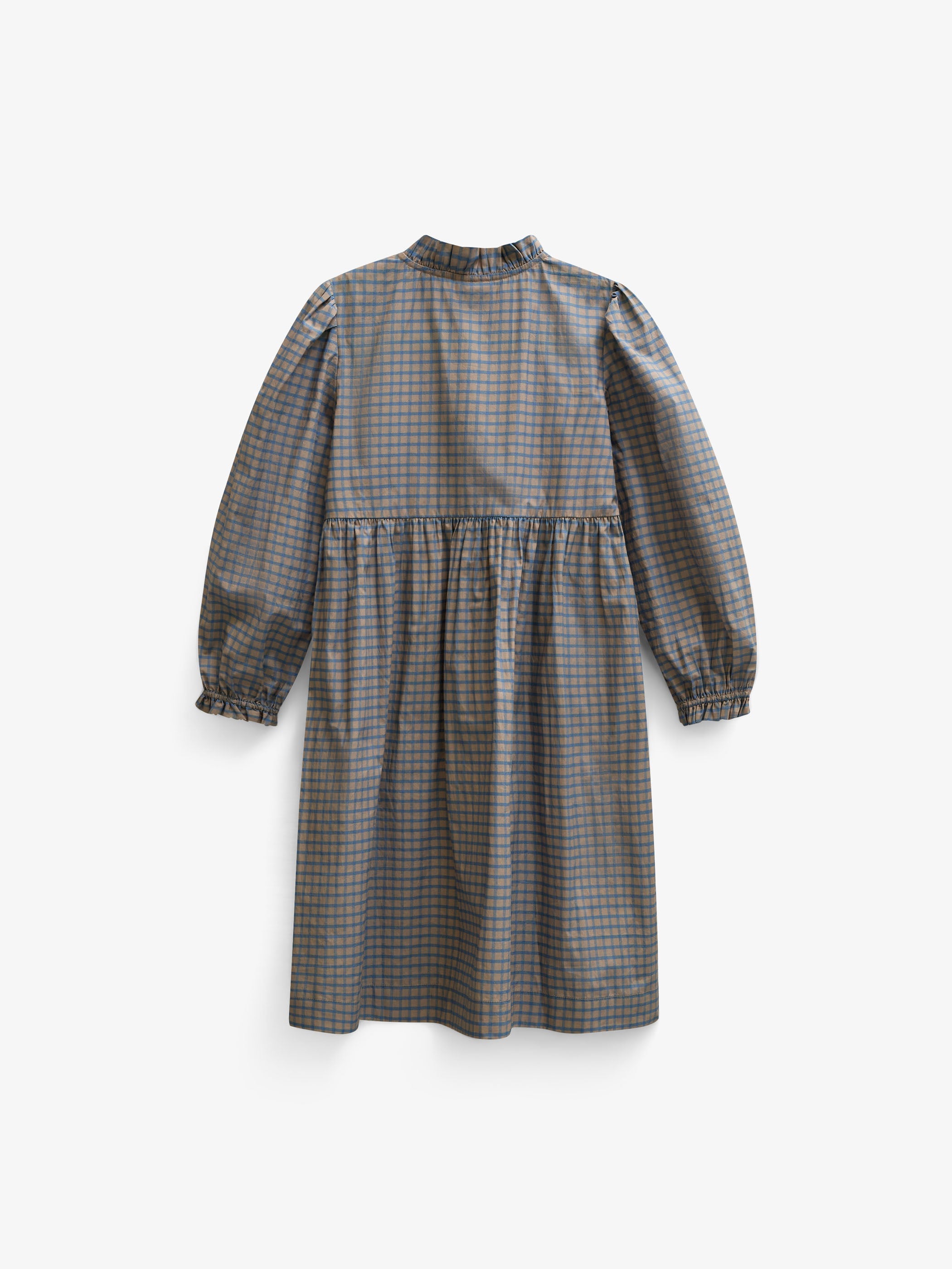 Frill Placket Poplin Dress - Tween - Blue Check | 101438 Julia