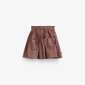Poplin rok met ruchezakken Tween - Bordeaux Check | 101444 Julia