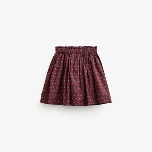 Poplin rok met ruchezakken Tween - Bordeaux Flowerprint | 101448 Julia