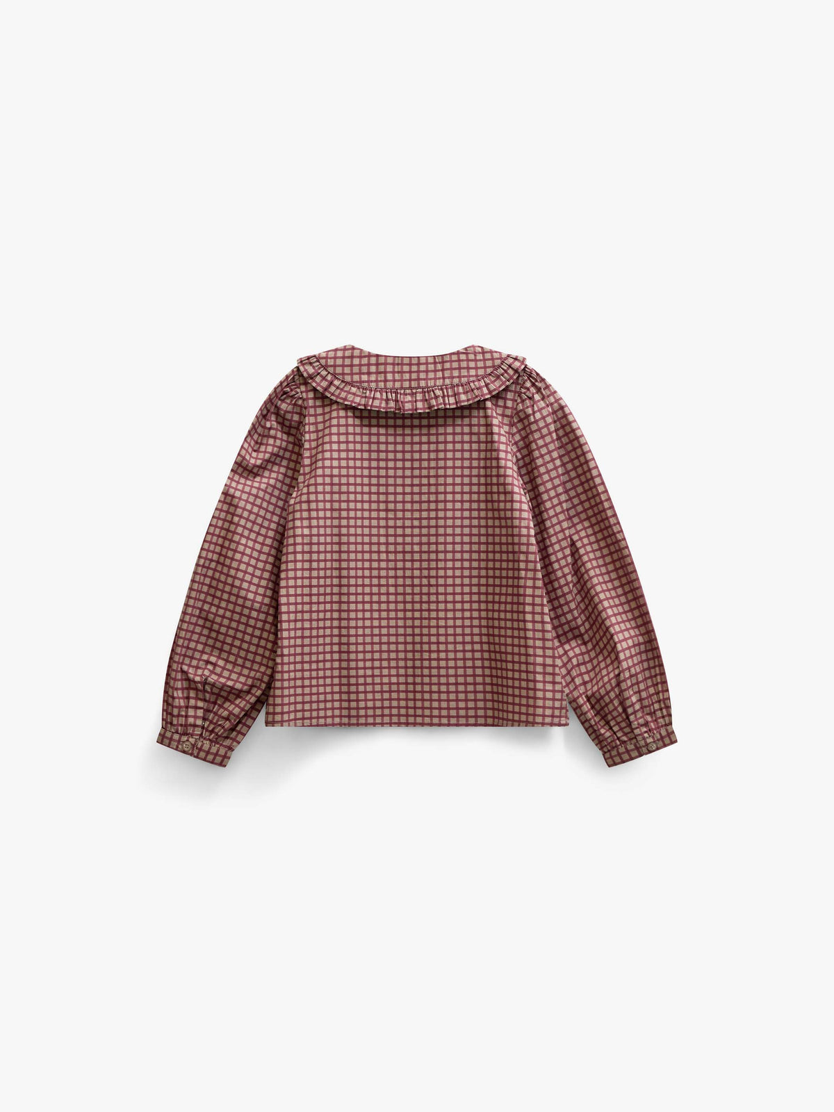 Poplin blouse met rucheskraag Tween - Bordeaux Check | 101450 Julia