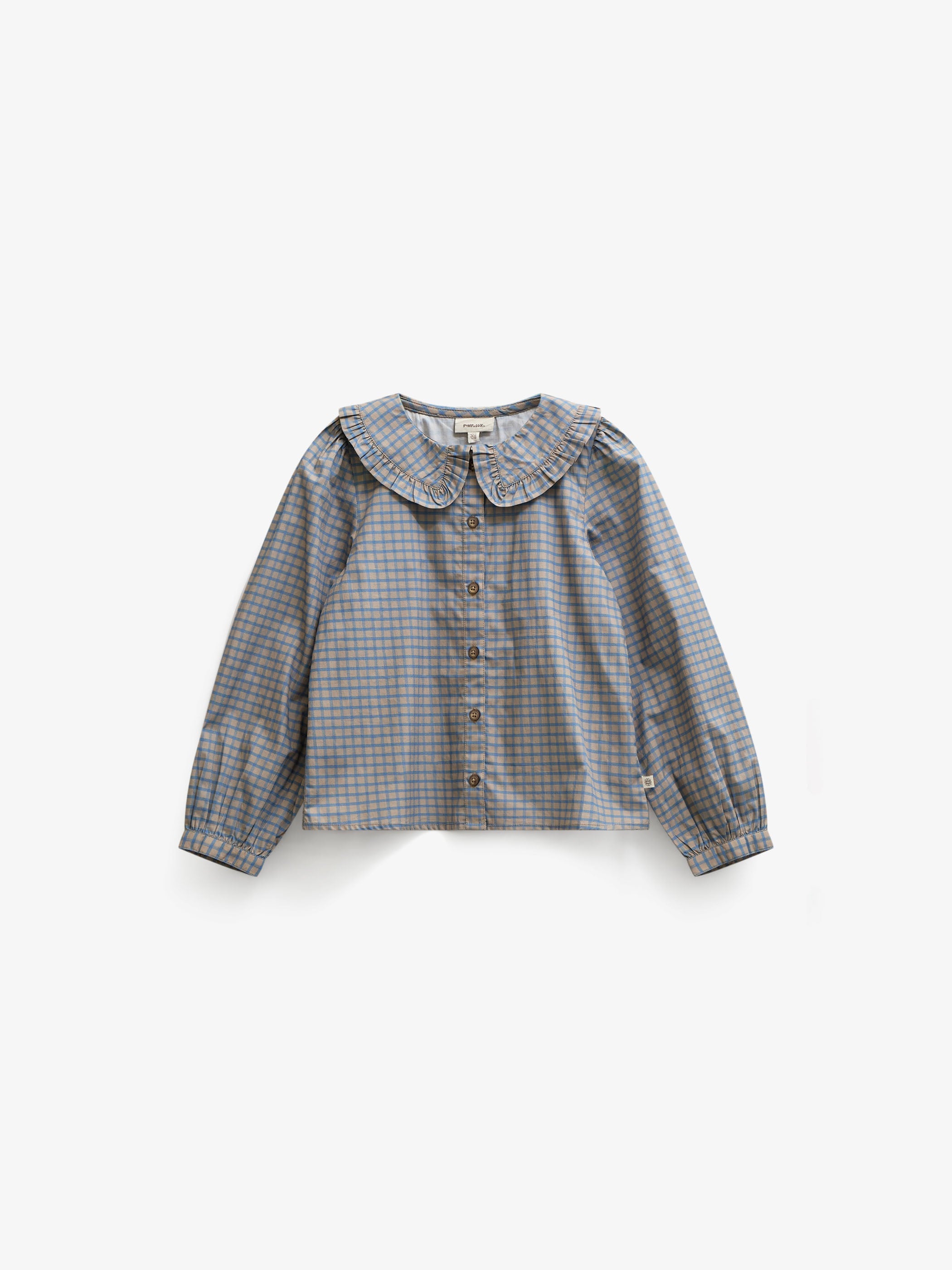 Frill Collar Poplin Blouse - Tween - Blue Check | 101452 Julia