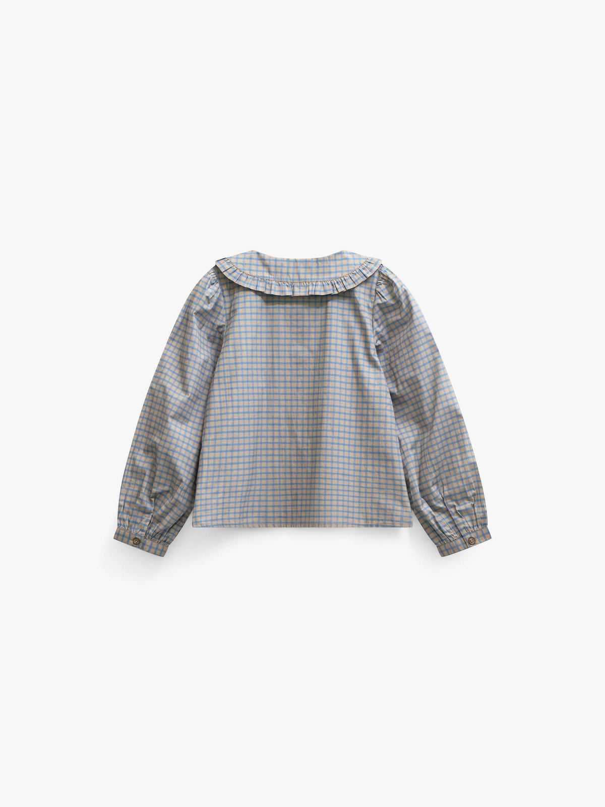 Poplin blouse met rucheskraag Kids - Blue Check | 101451 Julia