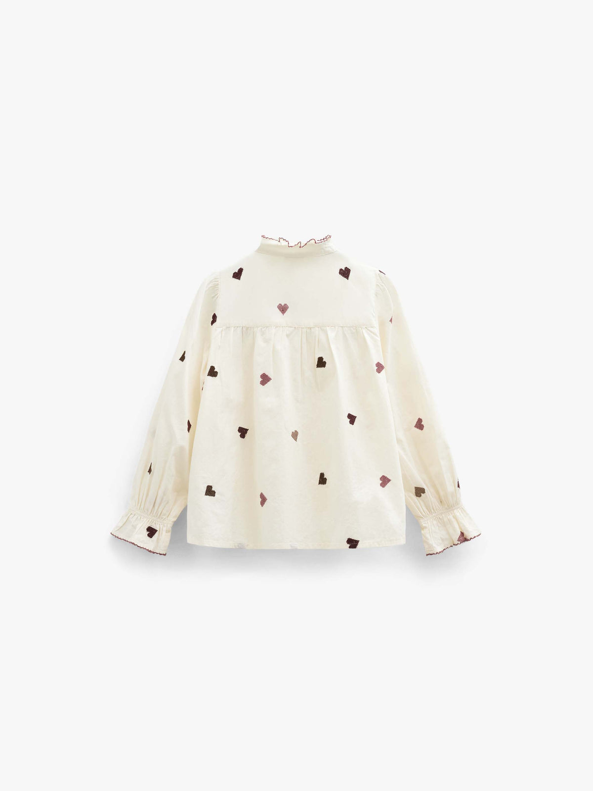 Katoenen blouse met hartborduursel Tween - Rose/Bordeaux | 101458 Elina