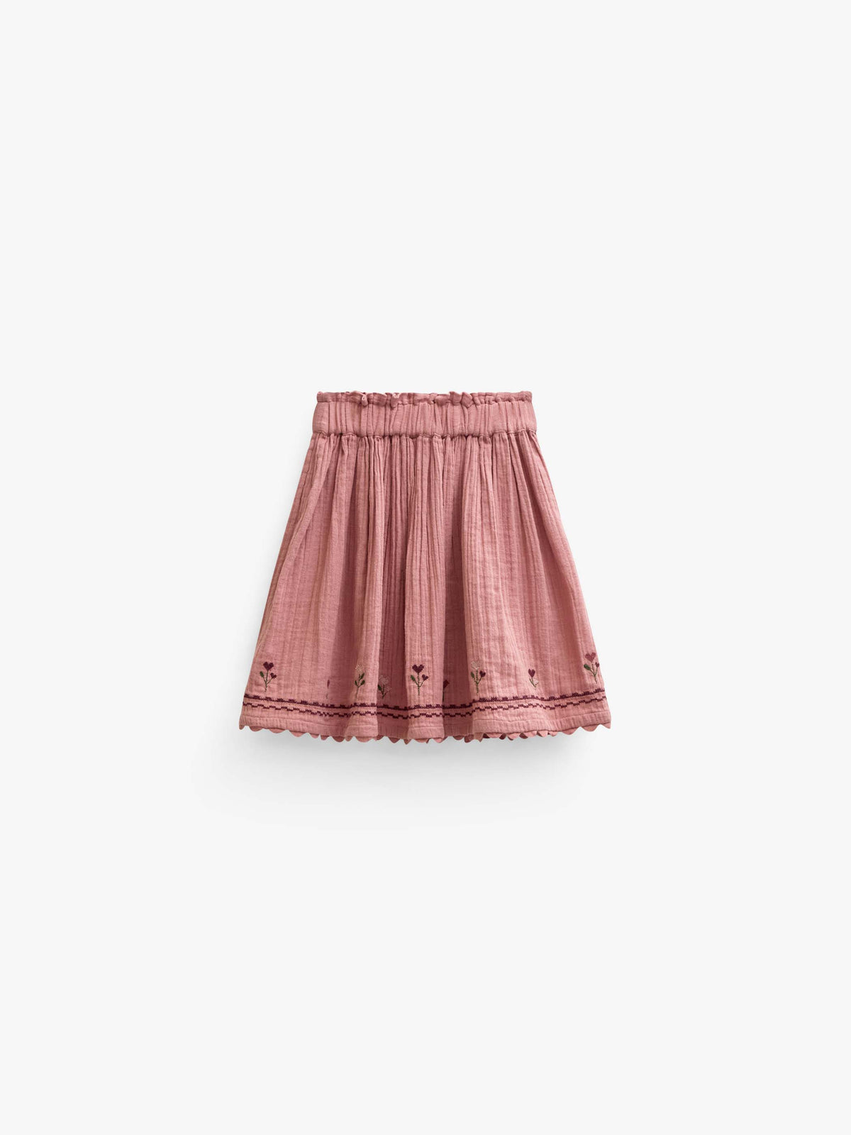 Double gauze rok met kruissteekborduursel Kids - Dusty Rose | 101469 Laureen