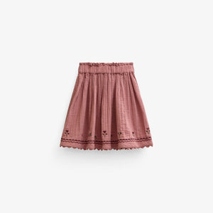 Double gauze rok met kruissteekborduursel Tween - Dusty Rose | 101470 Laureen
