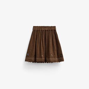 Double gauze rok met kruissteekborduursel Tween - Brown | 101472 Laureen