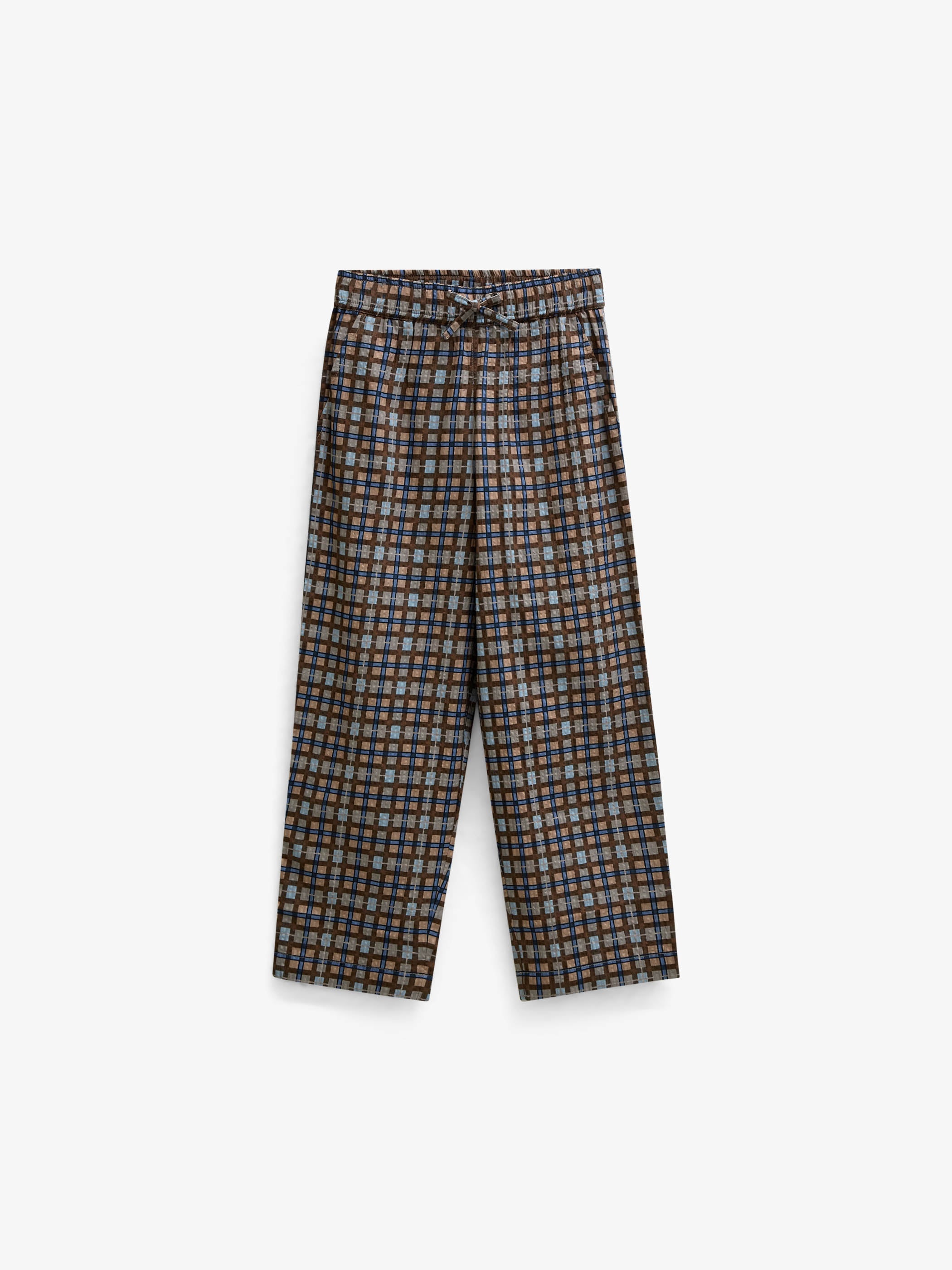 Checked Cotton Trousers - Kids - Blue | 101491 Penny