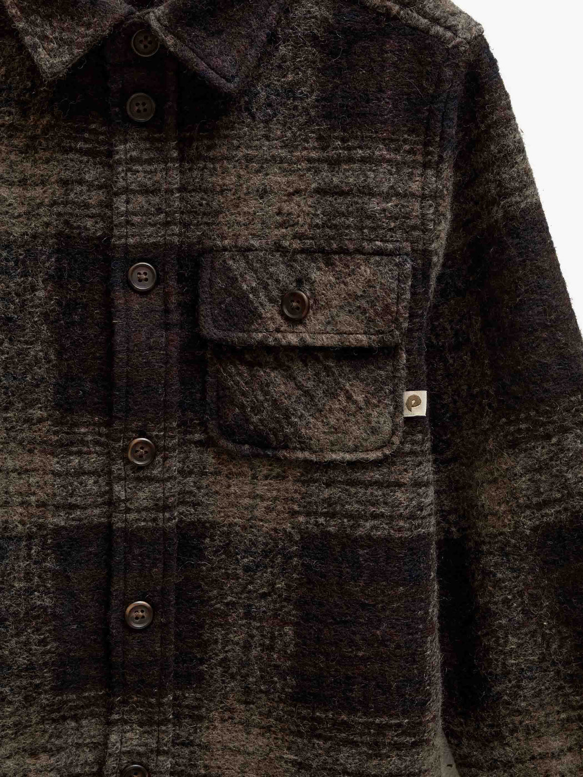 Geruit overshirt in geborstelde wolmix Kids - Brown Check | 101525 Daxton