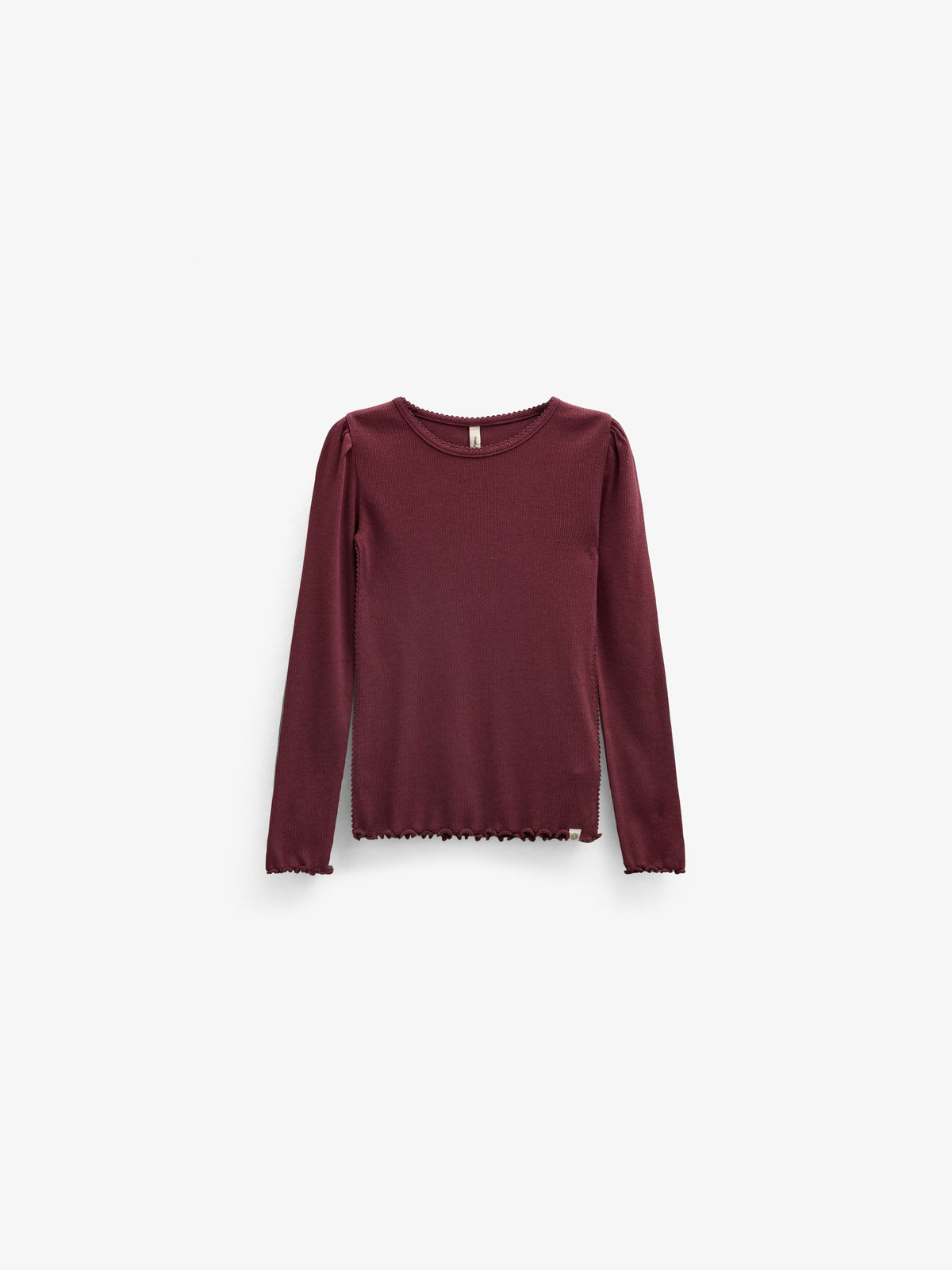 Ribbed Modal-Blend Long-Sleeve T-Shirt - Kids - Bordeaux | 101561 Lottie