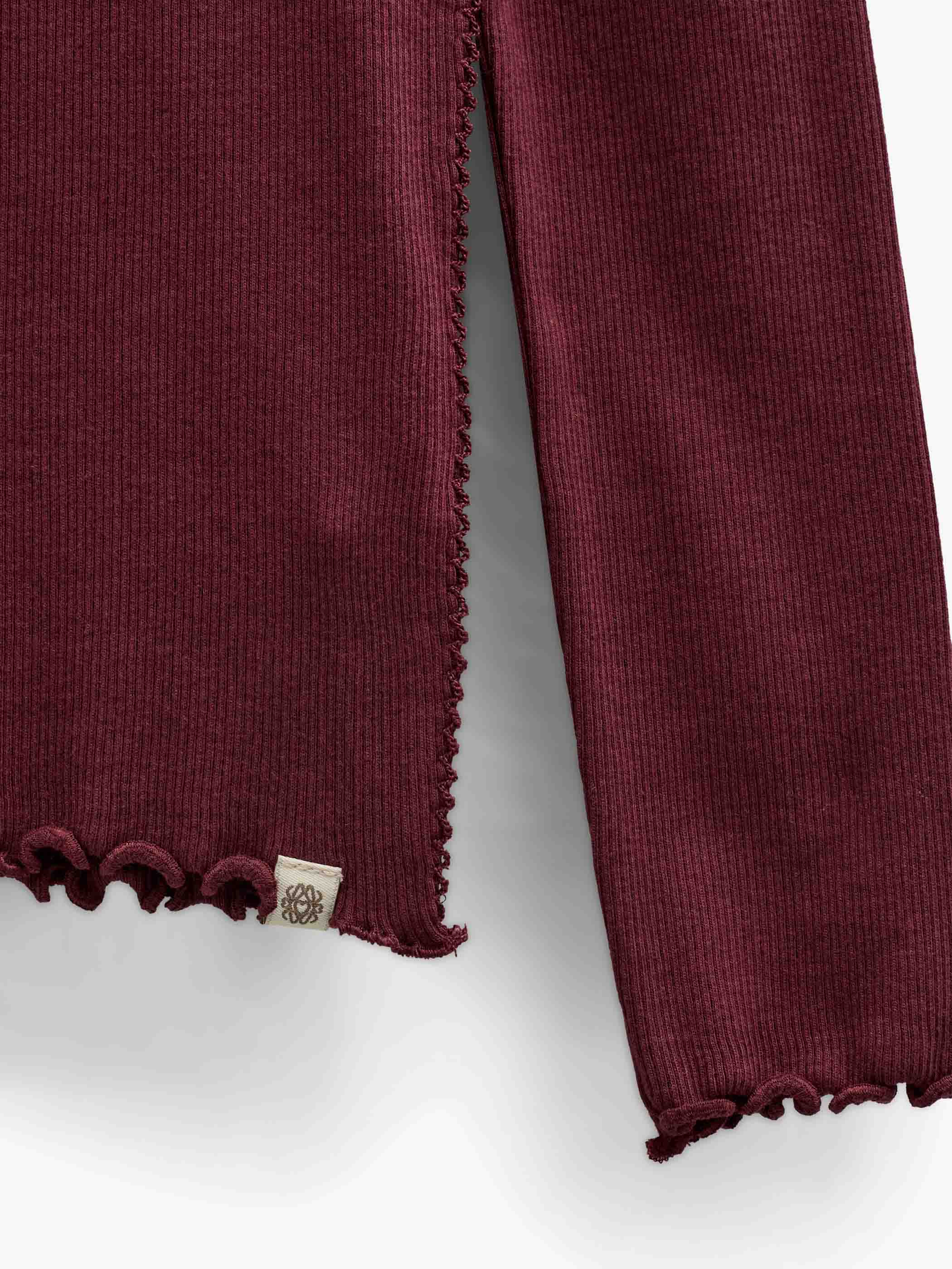 Ribbed Modal-Blend Long-Sleeve T-Shirt - Kids - Bordeaux | 101561 Lottie
