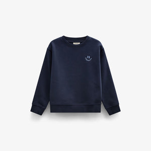 Smiley Crew Neck Sweatshirt - Kids - Navy | 101573 Andrew