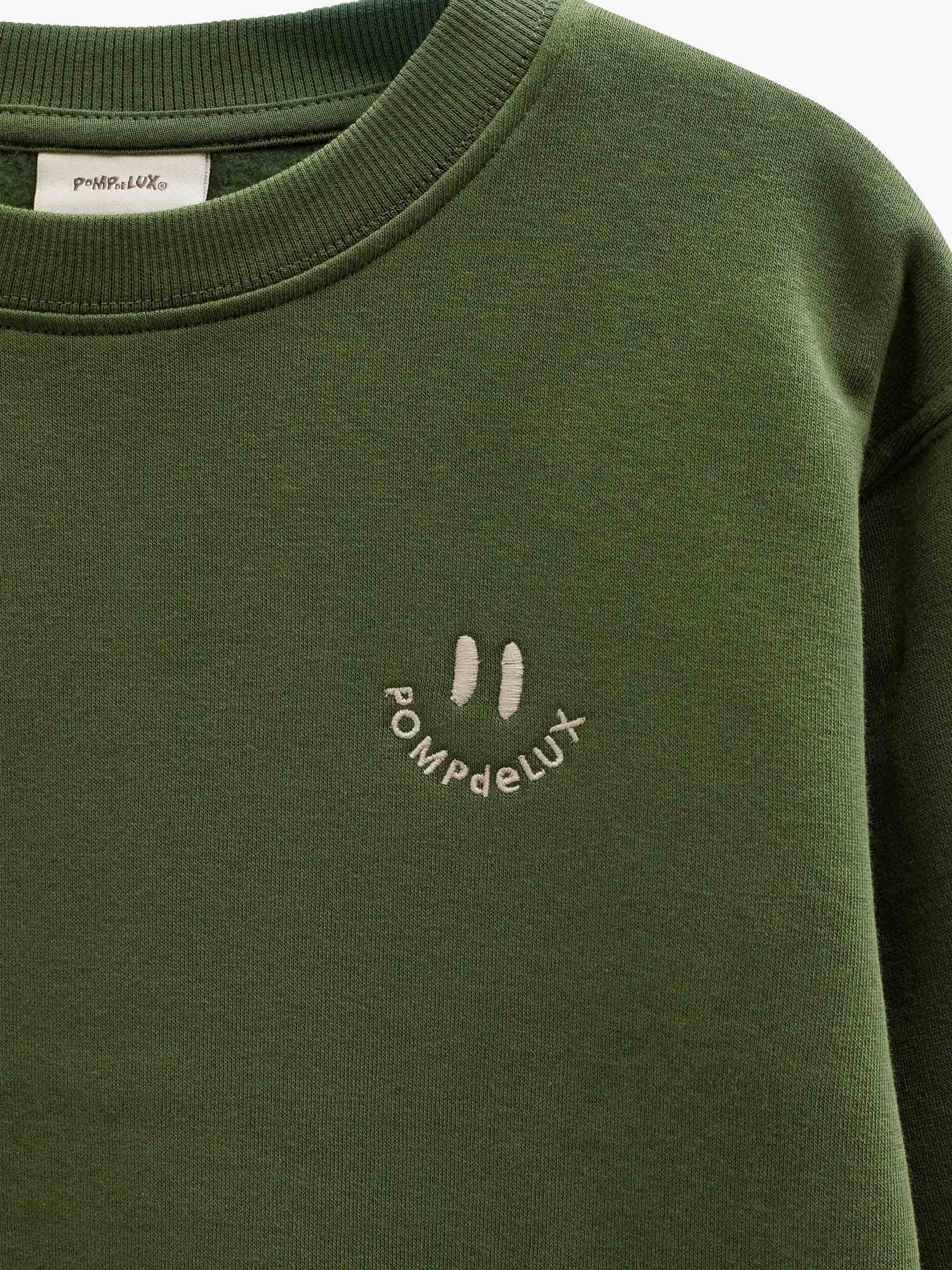 Smiley Crew Neck Sweatshirt - Tween - Moss Green | 101576 Andrew