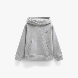 Hoodie met smileyborduursel Tween - Grey Melange | 101584 Andrew