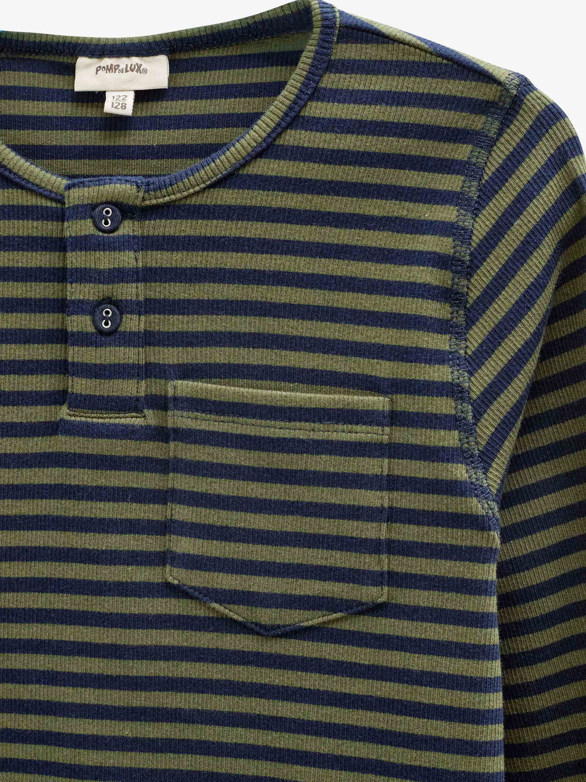 Geribd henley-langarmshirt Kids - Moss Green/Navy Stripe | 101595 Conrad