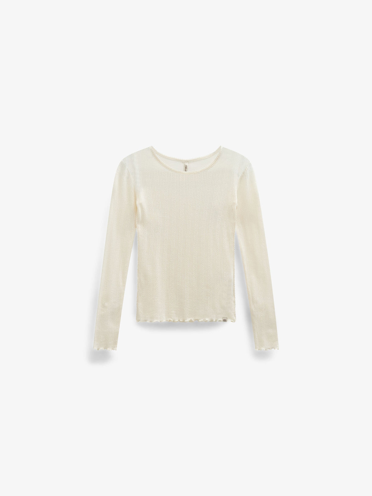 Long-Sleeve Cotton-Modal Pointelle T-Shirt - Tween - Offwhite | 101609 Ruby