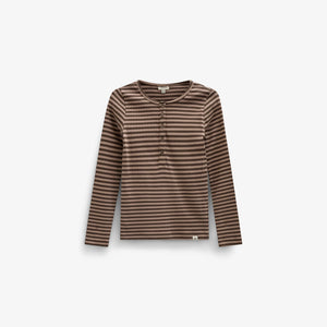 Gestreept geribd langarmshirt Kids - Brown/Light Brown | 101614 Gloria
