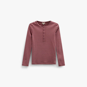 Gestreept geribd langarmshirt Kids - Dusty Rose/Bordeaux | 101616 Gloria