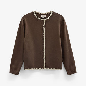 Cardigan met contrasterende stiksels Kids - Brown/Offwhite | 101632 Lia