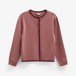 Cardigan met contrasterende stiksels Kids - Dusty Rose/Bordeaux | 101634 Lia