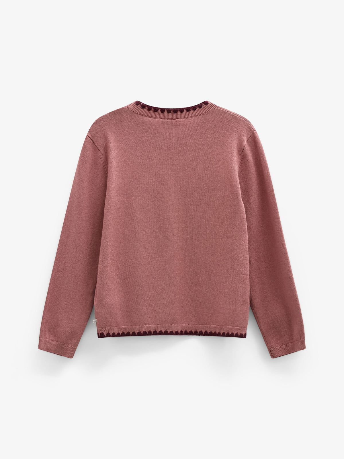 Contrast Stitch Cardigan - Kids - Dusty Rose/Bordeaux | 101634 Lia