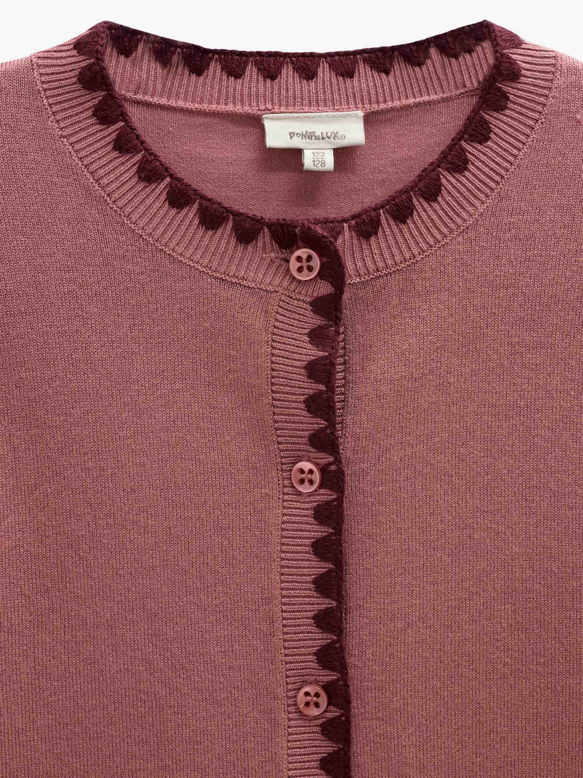 Contrast Stitch Cardigan - Kids - Dusty Rose/Bordeaux | 101634 Lia