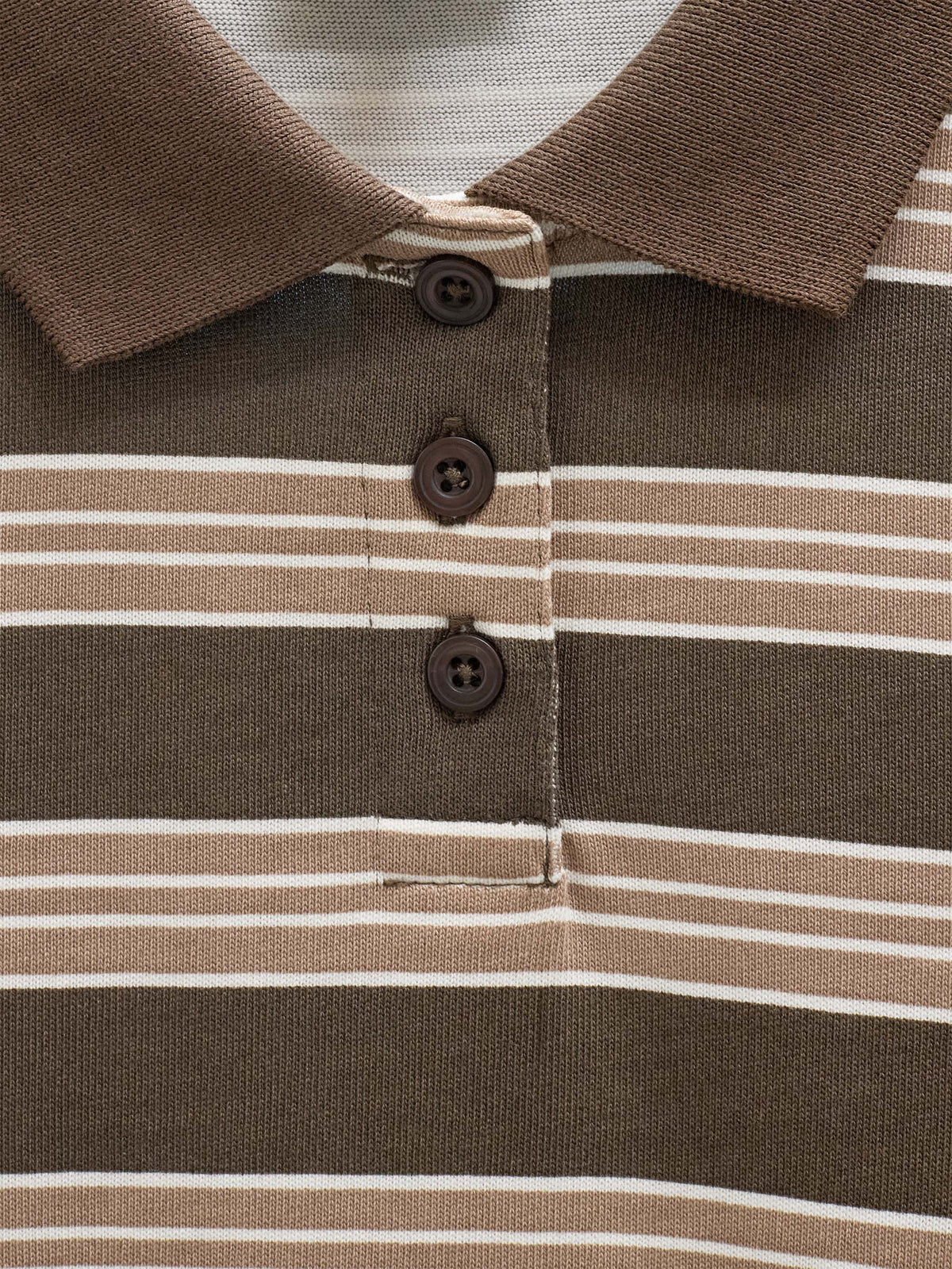 Gestreepte jersey polo met lange mouwen Kids - Brown | 101695 Hope