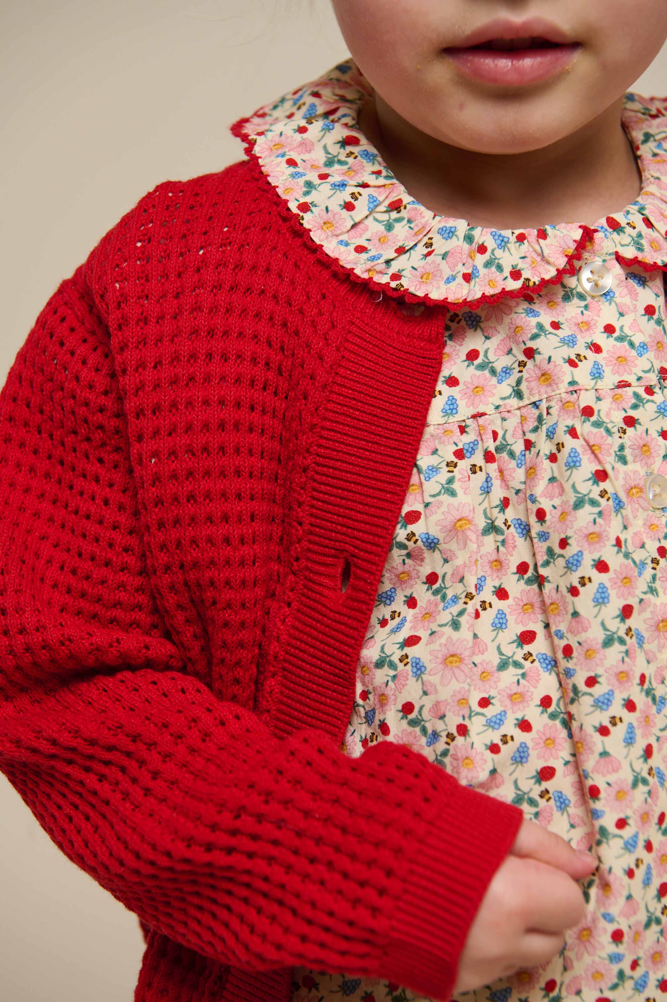 Katoenen gebreid vest - Kids - Cherry Red | 101269 Katie