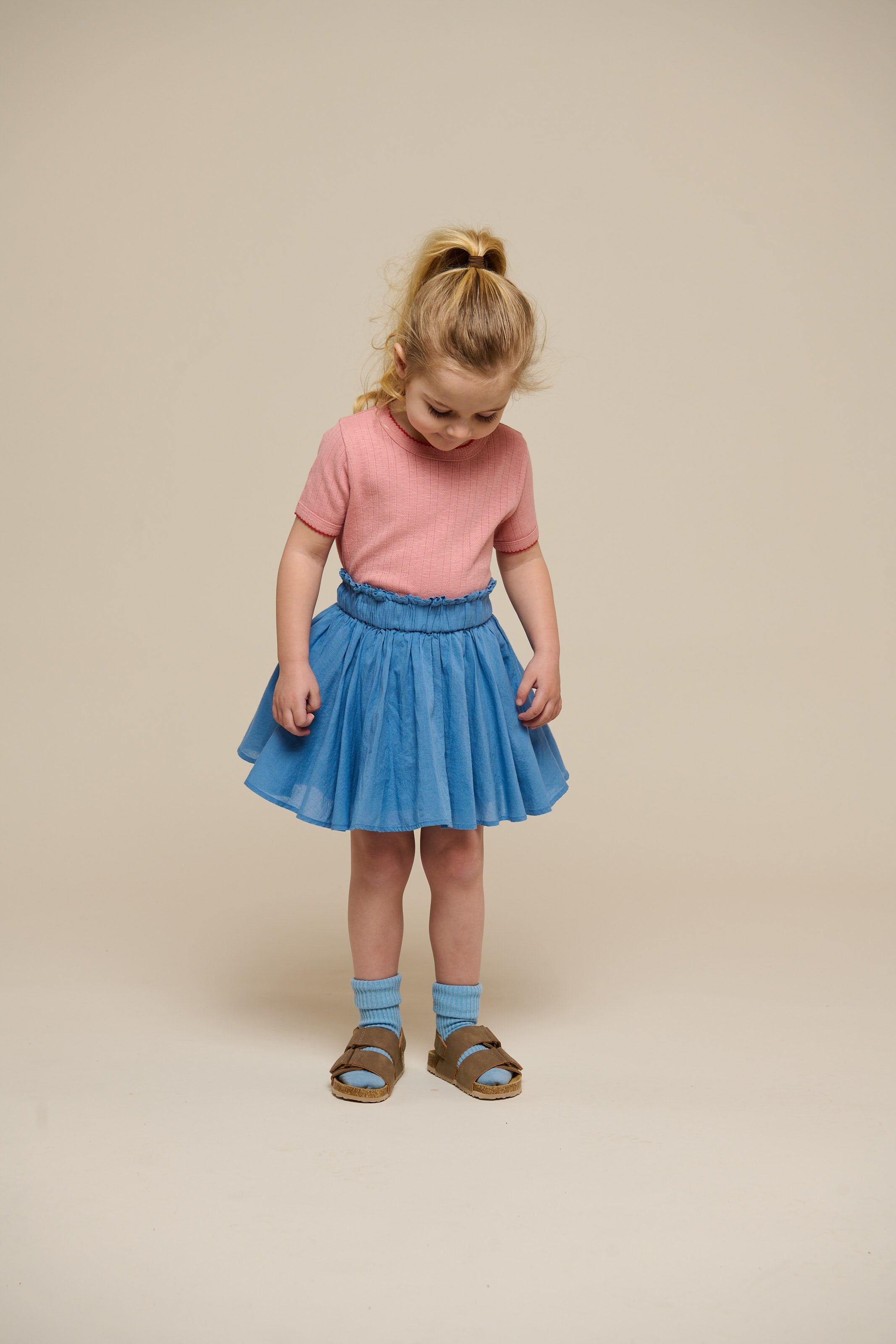 Katoenen rok met Ric Rac ruche - Kids - Dusty Blue | 101039 Alma