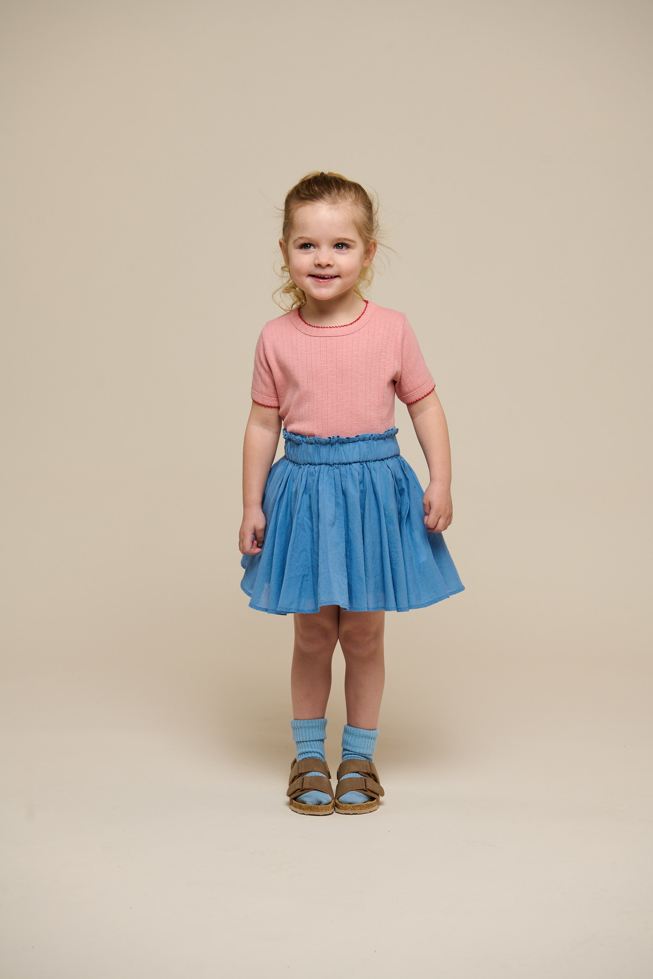 Pointelle T-shirt met contrasterende picot - Kids - Rose Tan | 101287 Drew