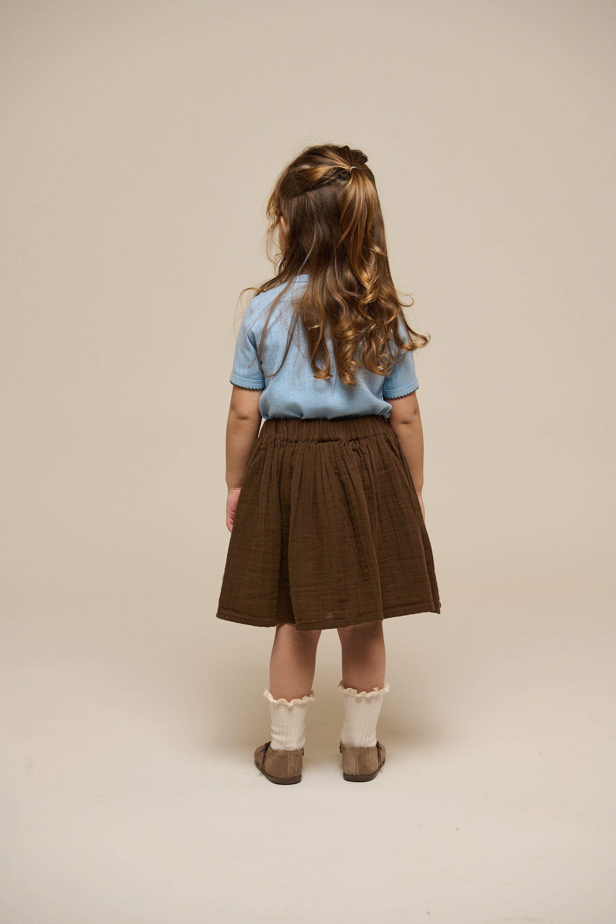 Pointelle T-shirt met contrasterende picot - Kids - Powder Blue | 101285 Drew