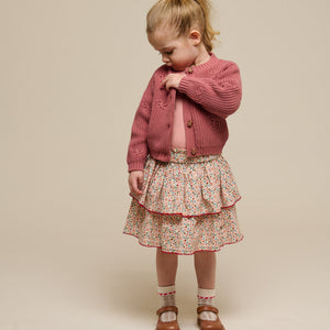 Gebreid katoenen vest met strikjes - Kids - Old Rose | 100792 Freya