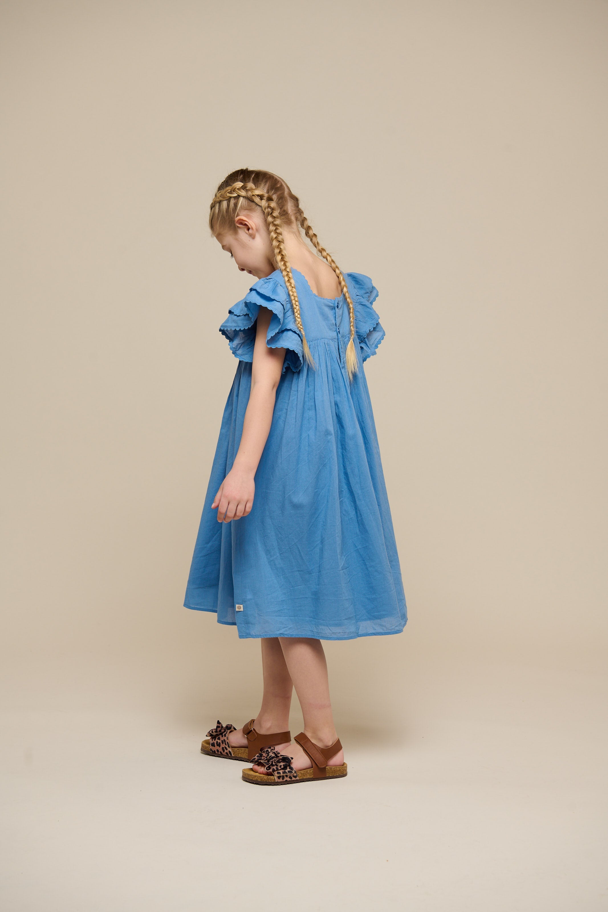 Katoenen jurk met Ric Rac Ruche - Tween - Dusty Blue | 101067 Alma