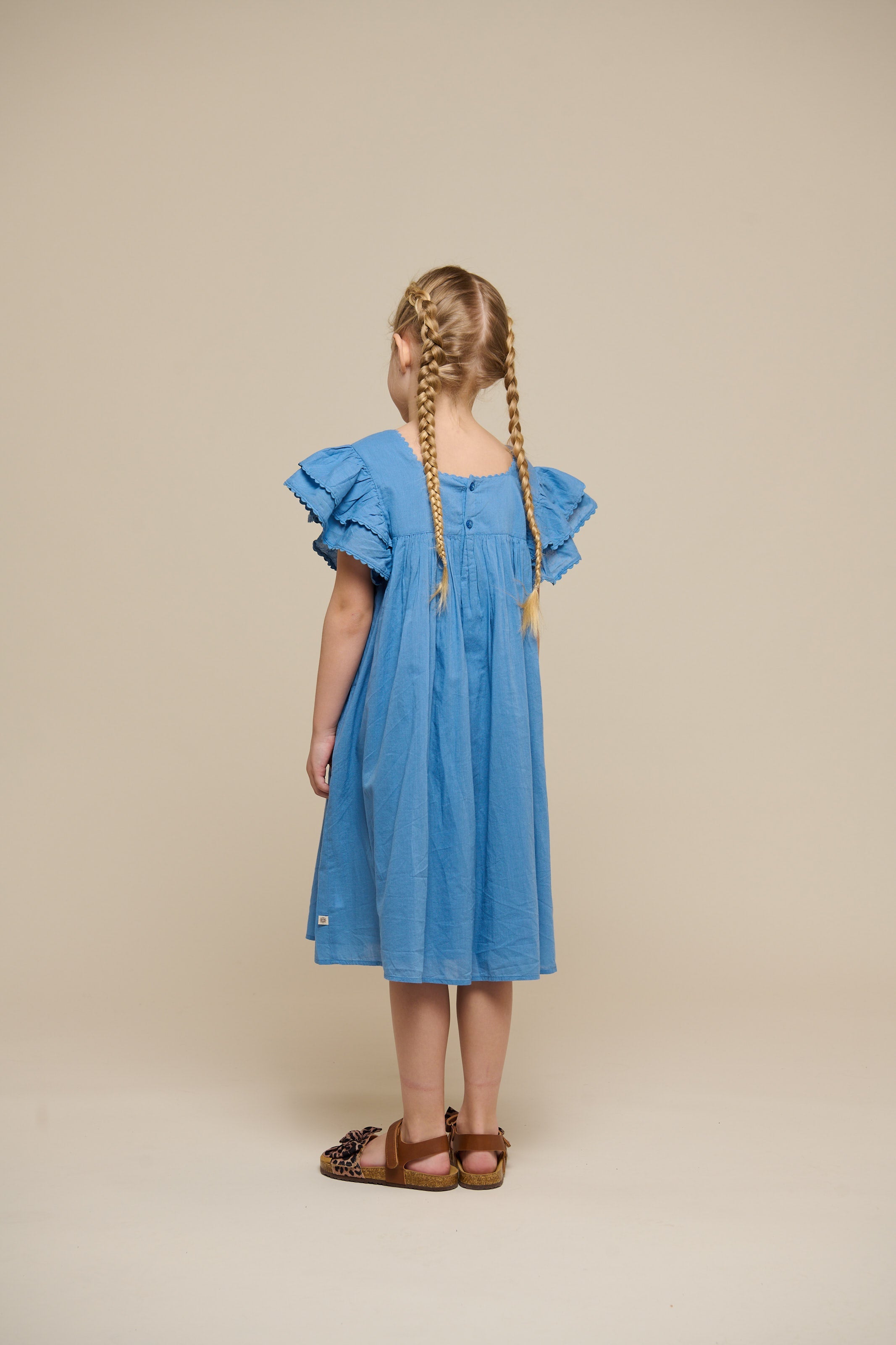 Katoenen jurk met Ric Rac Ruche - Tween - Dusty Blue | 101067 Alma