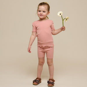 Rib T-shirt van Modal - Kids - Rose Tan | 101298 Lottie