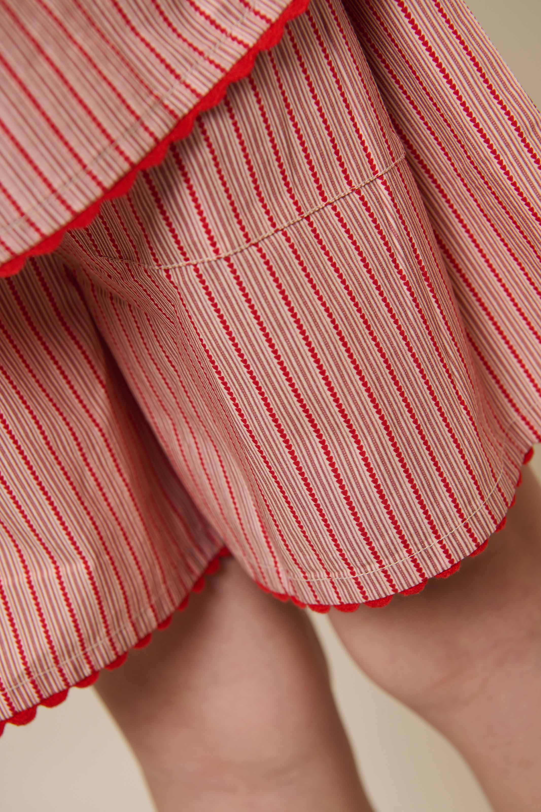 Gestreepte poplin overhemd en shorts set - Tween - Old Rose/Cherry Red | 100947 Olivia