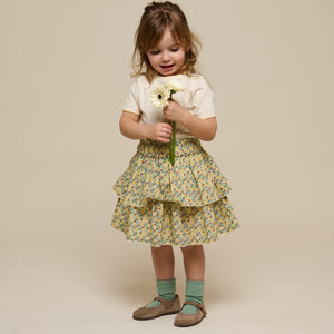 Poplin rok met bloemenprint en ruche - Kids - Green | 100954 Poppy