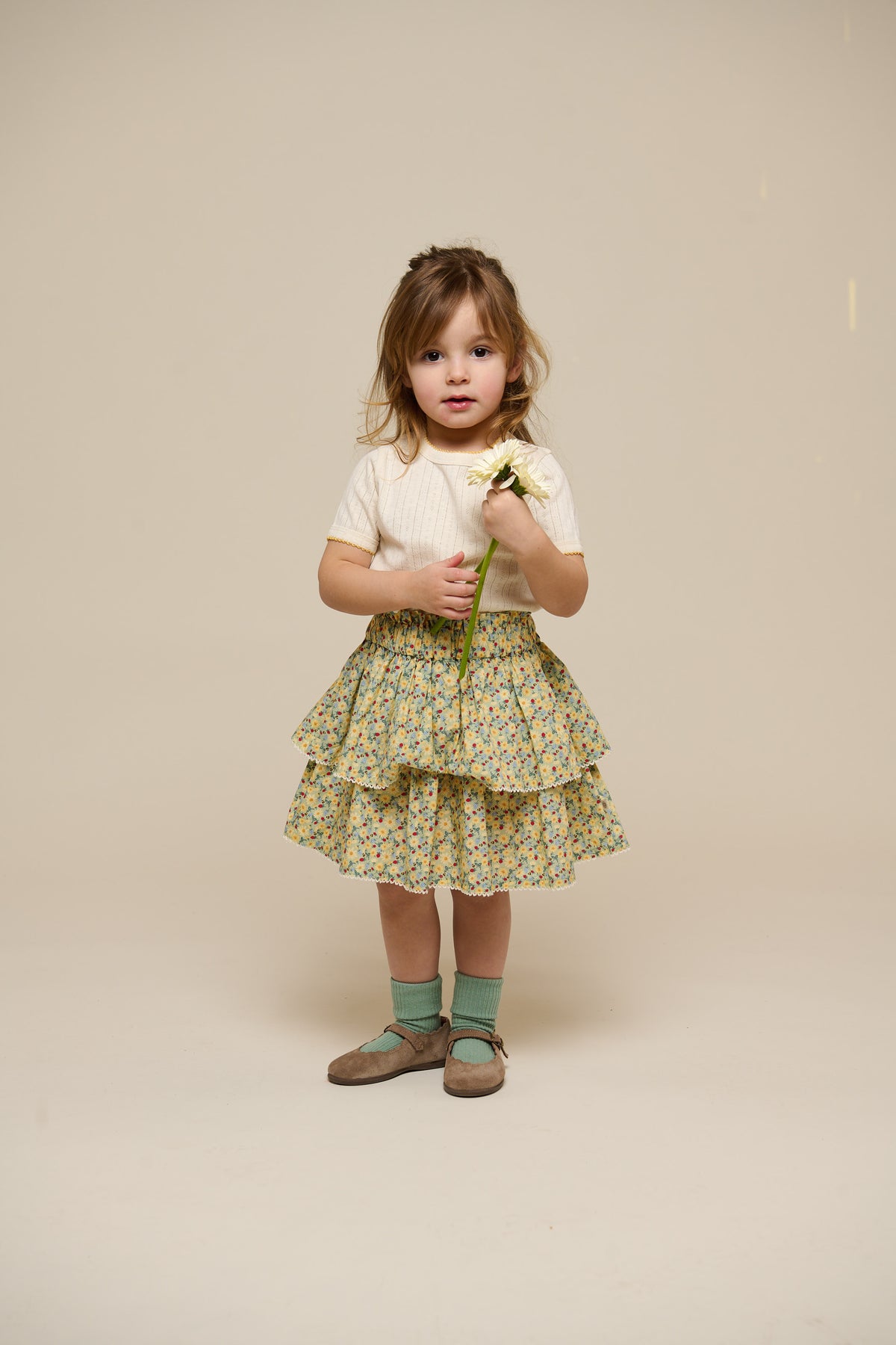 Pointelle T-shirt met contrasterende picot - Kids - Off White | 101289 Drew