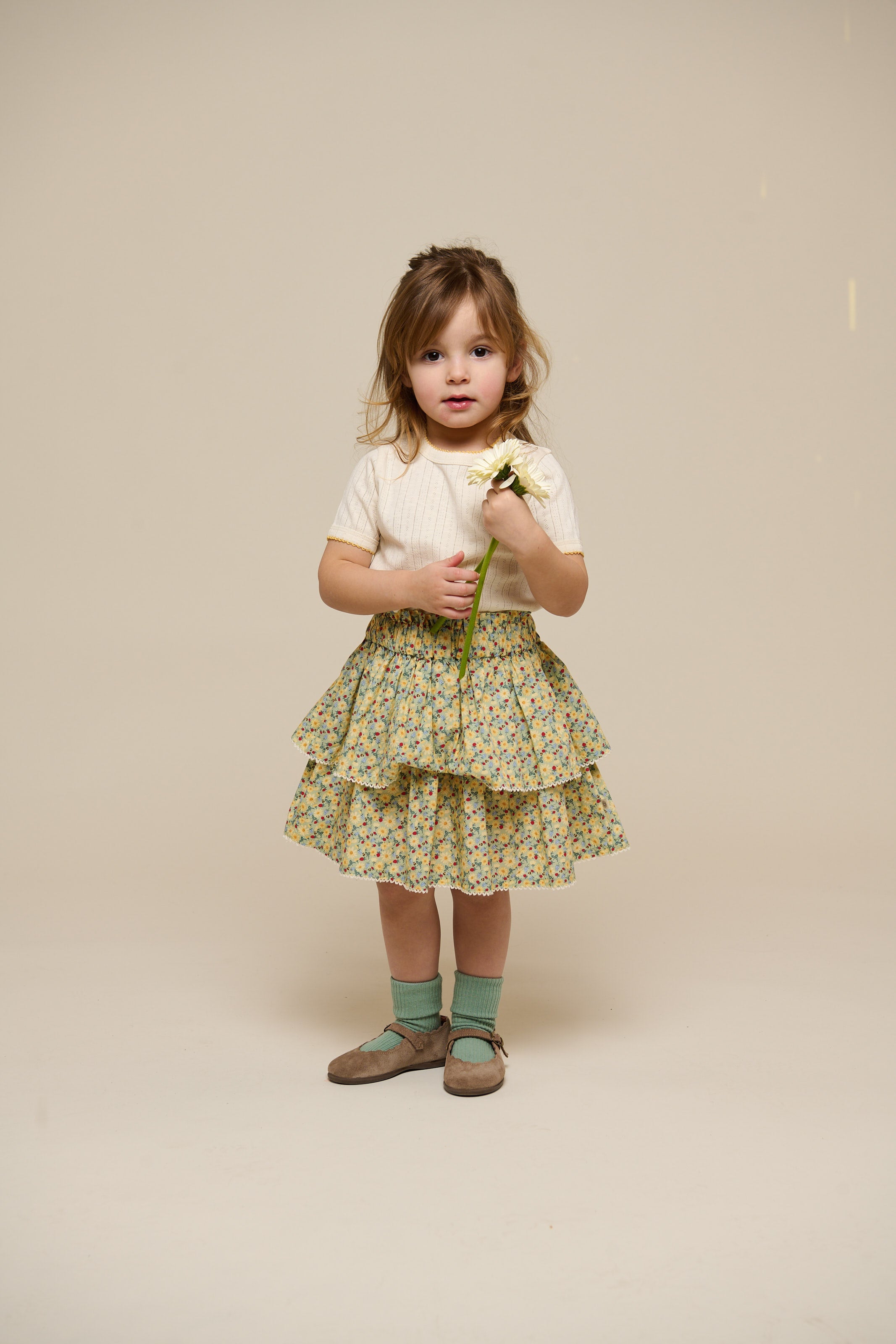 Pointelle T-shirt met contrasterende picot - Kids - Off White | 101289 Drew