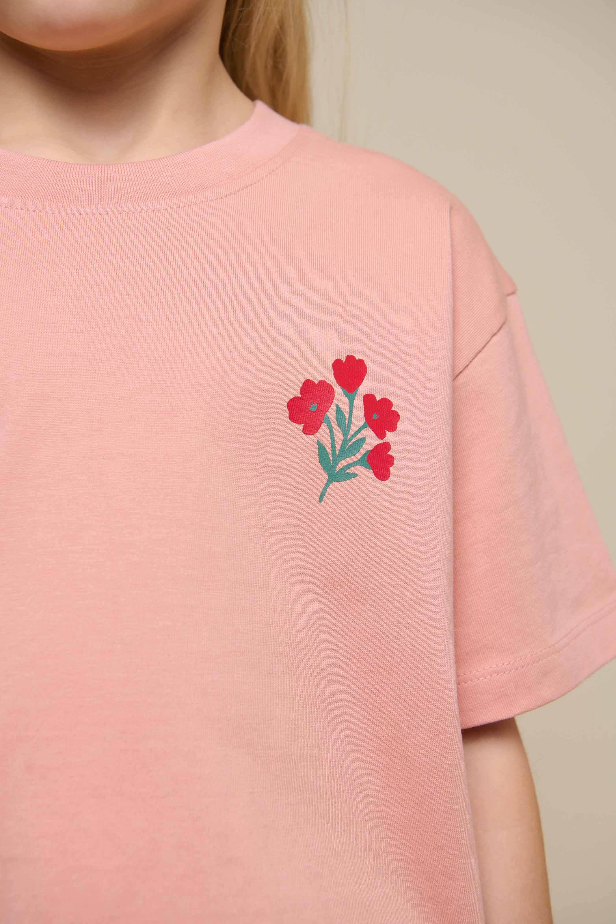 T-shirt met Bloemenprint - Tween - Powder Rose | 101293 Elsa