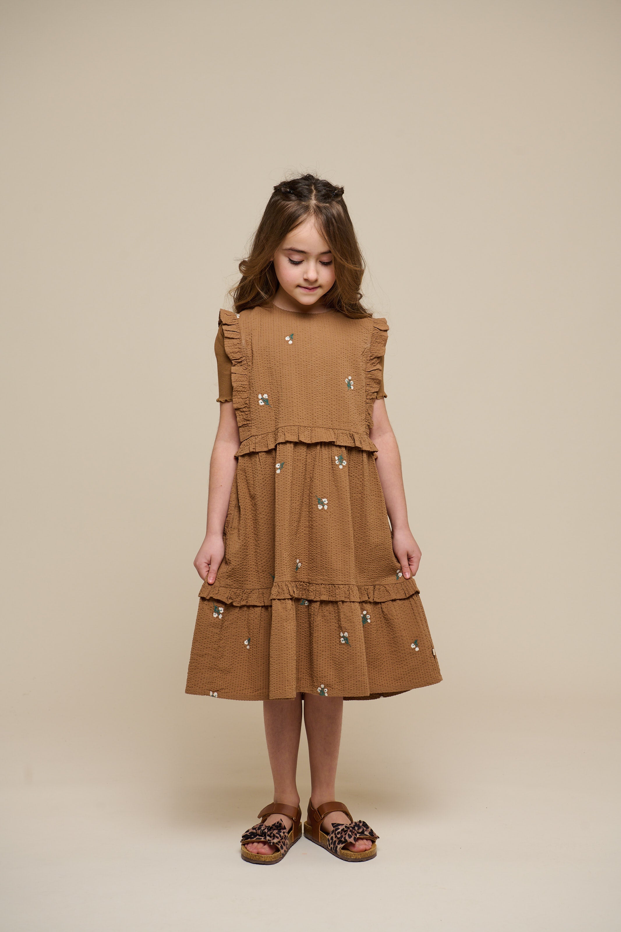 Geborduurde Seersucker Jurk - Tween - Coconut | 100979 Nora