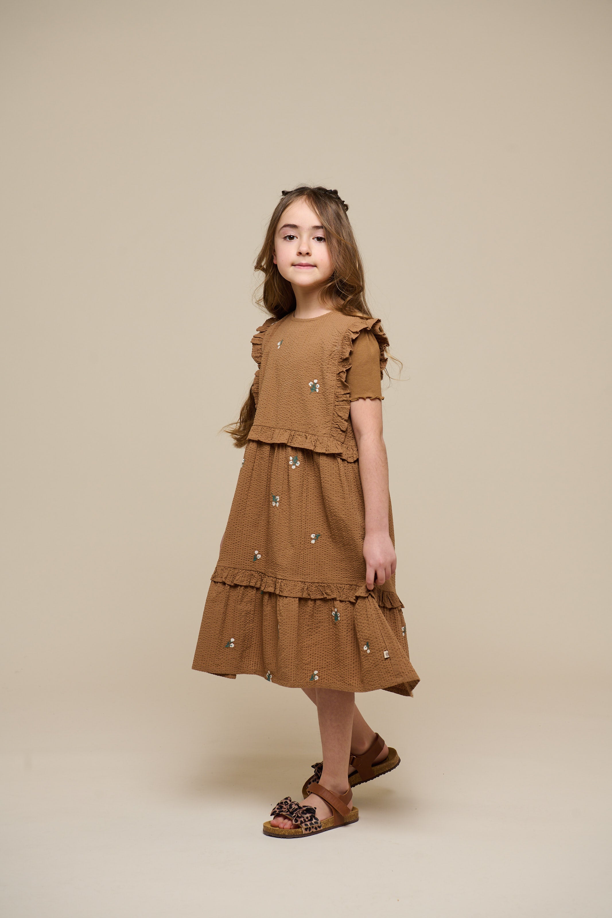 Geborduurde Seersucker Jurk - Tween - Coconut | 100979 Nora