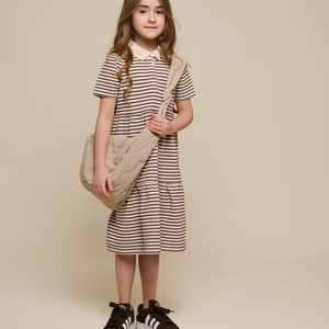 Gestreepte jersey jurk - Tween - Brown | 101011 Emmie