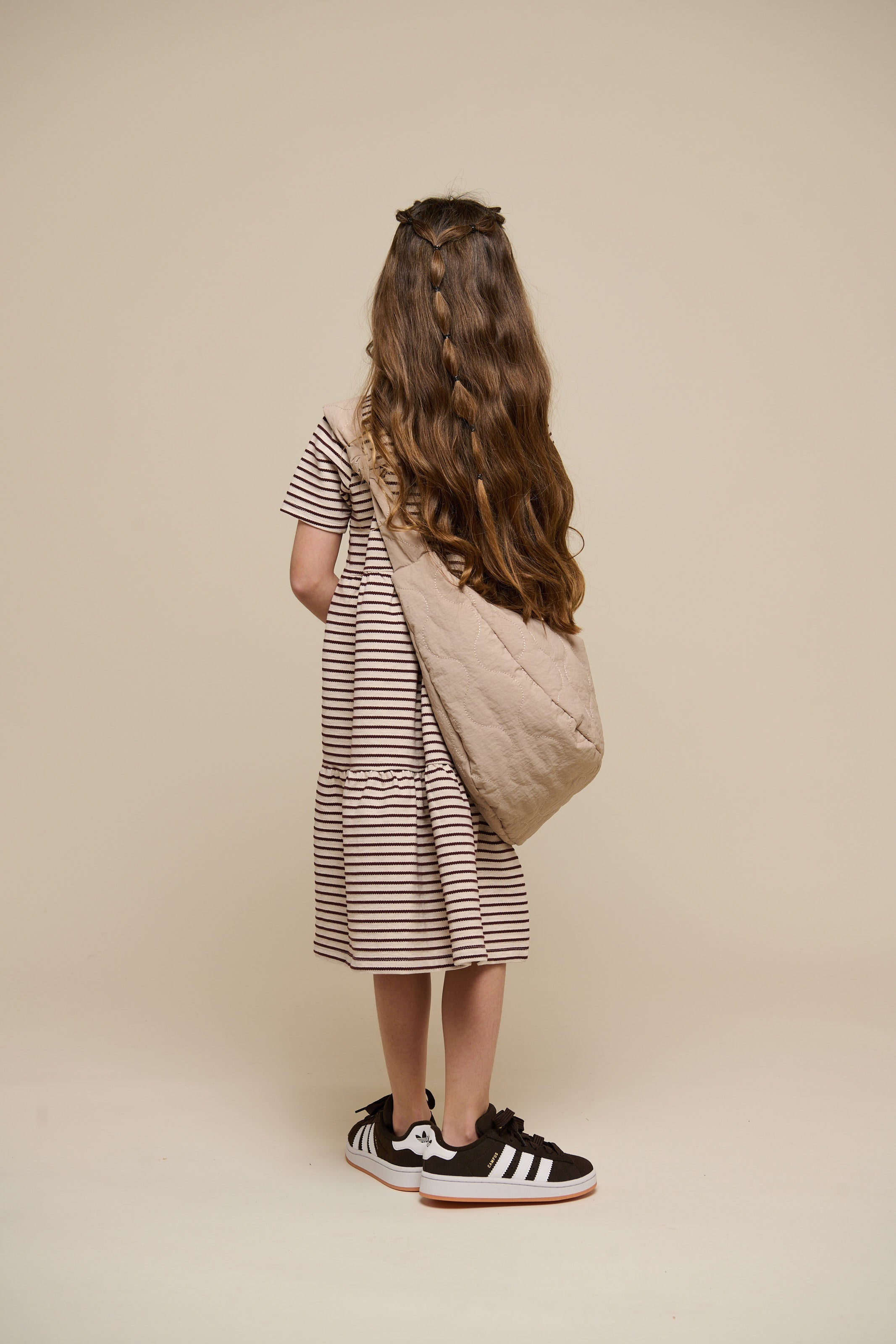 Gestreepte jersey jurk - Tween - Brown | 101011 Emmie