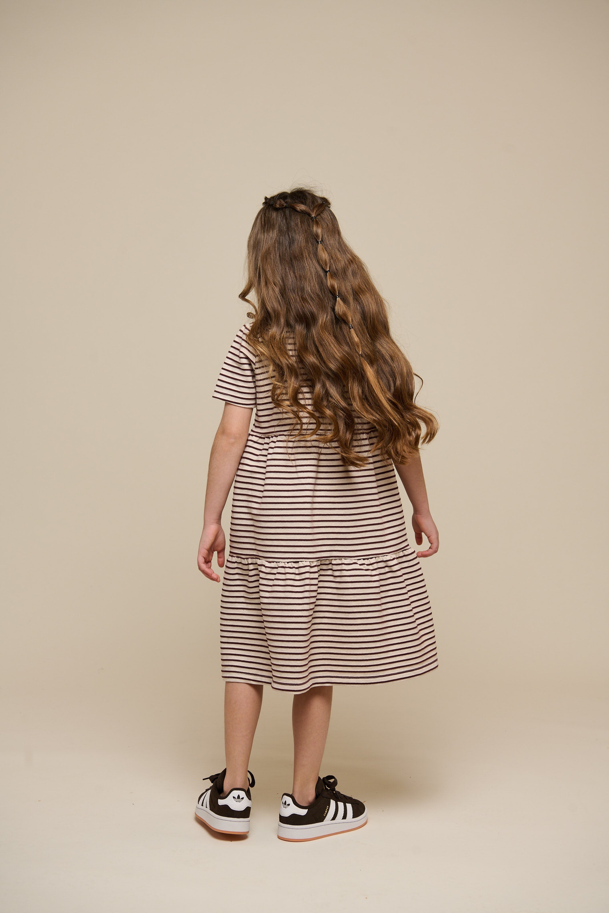 Gestreepte jersey jurk - Tween - Brown | 101011 Emmie
