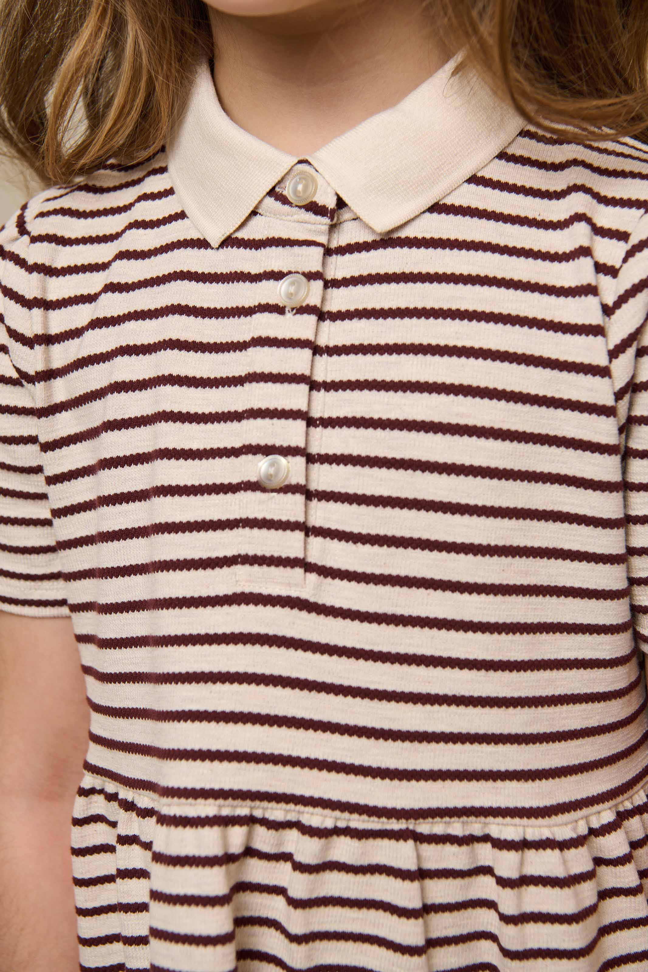 Gestreepte jersey jurk - Tween - Brown | 101011 Emmie