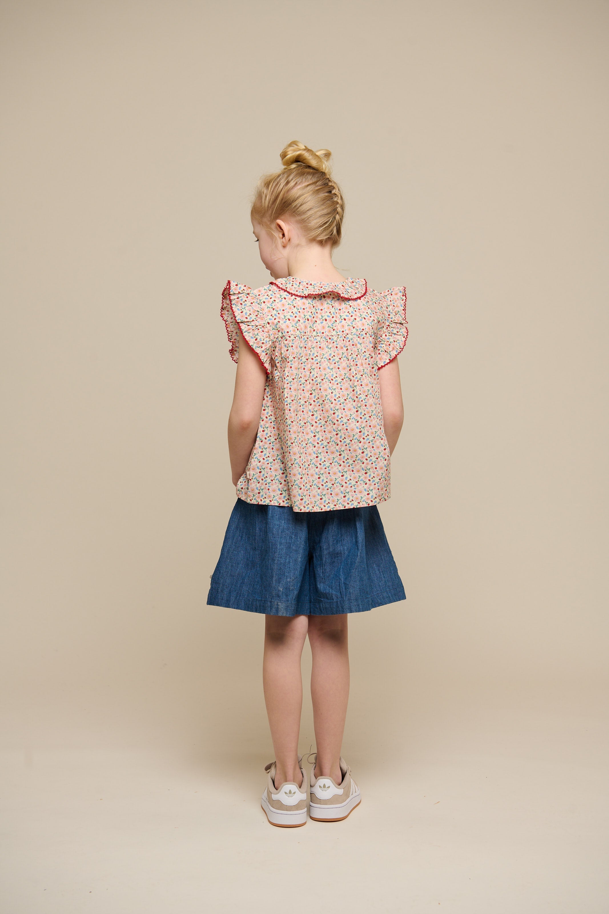 Poplin Top met Bloemenprint en Ruche - Tween - Rose | 100949 Poppy