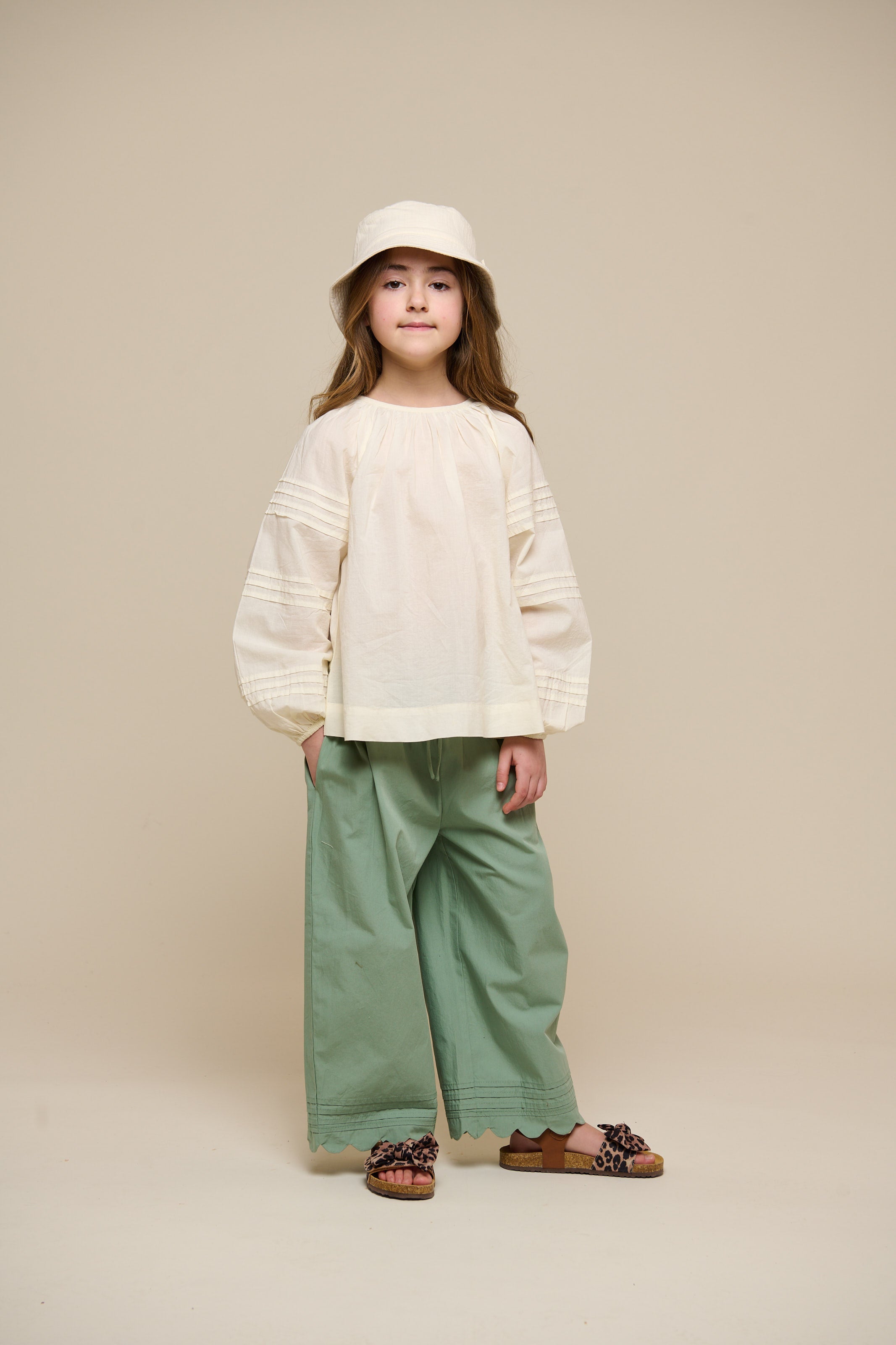 Poplinbroek met Geschulpte Rand - Tween - Dusty Green | 101080 Joy