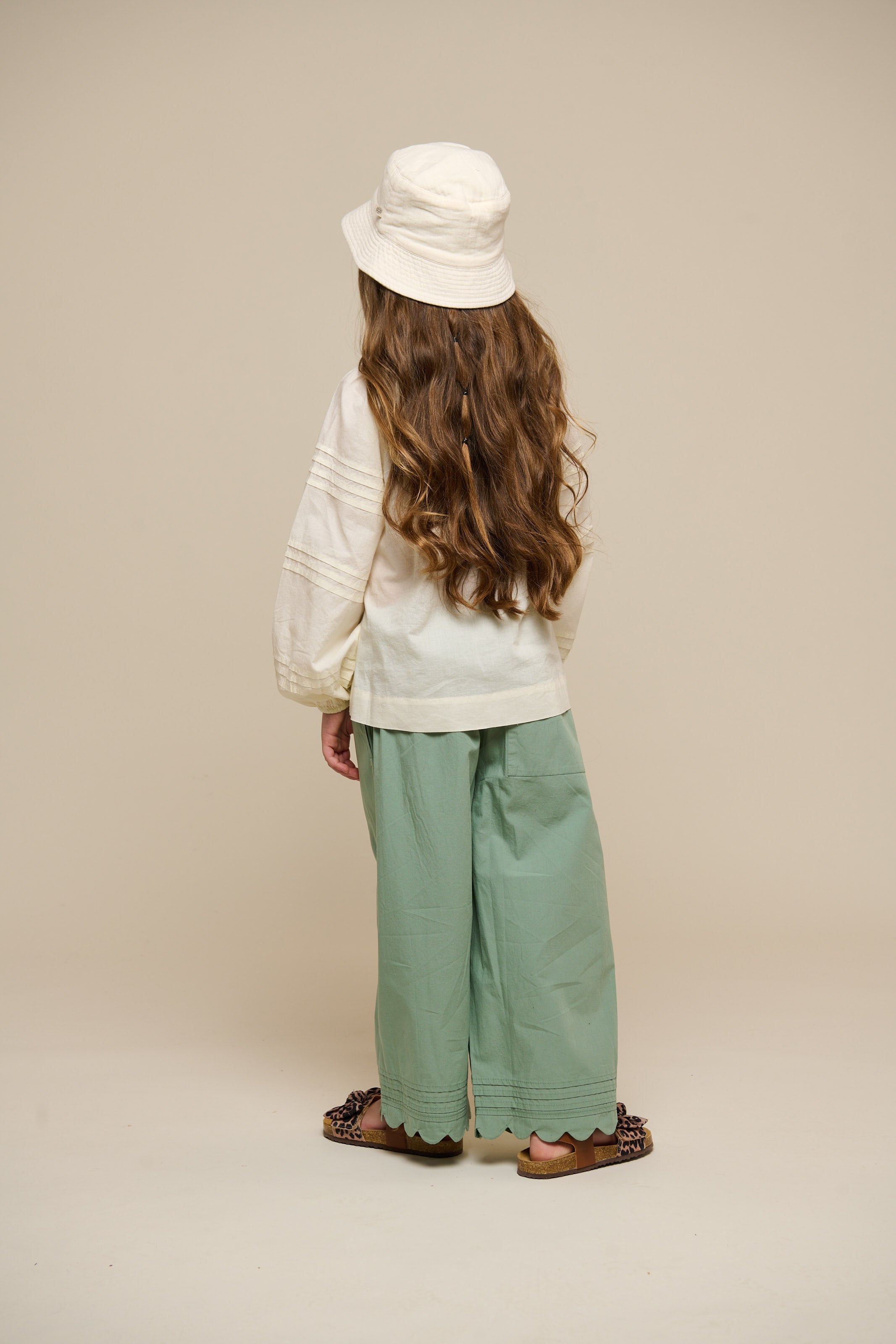 Poplinbroek met Geschulpte Rand - Tween - Dusty Green | 101080 Joy