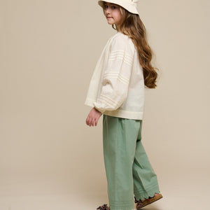 Poplinbroek met Geschulpte Rand - Tween - Dusty Green | 101080 Joy